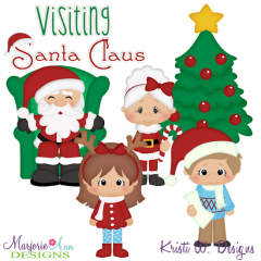 Visiting Santa SVG Cutting Files Includes Clipart
