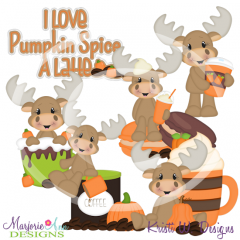 Happy Moose Pumpkin Spice Latte SVG Cutting Files + Clip Art