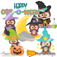 Happy Owl-O-Ween SVG Cutting Files Includes Clipart