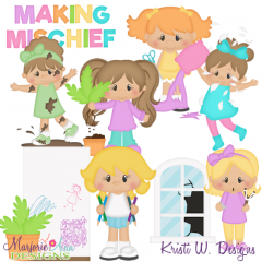 Making Mischief-Girls SVG Cutting Files Includes Clipart