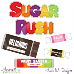 Sugar Rush Kids Title & Candy Cutting Files Includes Clipart