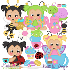 Garden Bugs Tea Party SVG Cutting Files Includes Clipart