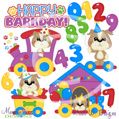 Happy Barkday Train SVG Cutting Files/Paper Piecing +Clipart