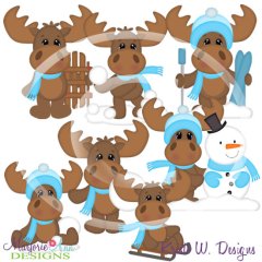 Mike The Moose Loves Winter SVG Cutting Files + Clipart