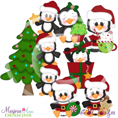 Sweet Santa Penguins SVG Cutting Files Includes Clipart