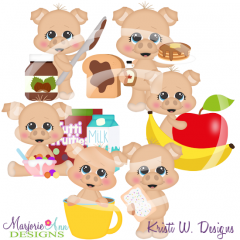 Breakfast Pigs SVG Cutting Files Includes Clipart