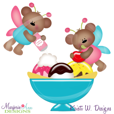 Ice Cream Fairy Bears SVG Cutting Files Includes Clipart
