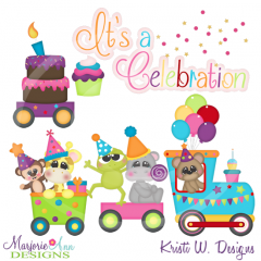 Party Animal's Birthday Train Cutting Files-Includes Clipart