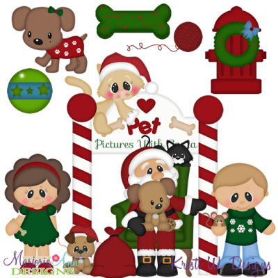 Pet Pictures With Santa SVG Cutting Files Includes Clipart
