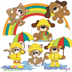 It's Raining Cats & Dogs SVG Cutting Files Includes Clipart