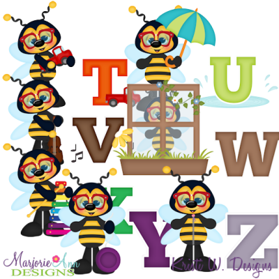 Busy Bees Alphaet T-Z SVG Cutting Files + Clipart