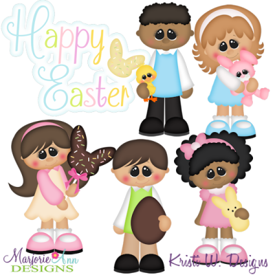 Easter Kids SVG Cutting Files + Clipart