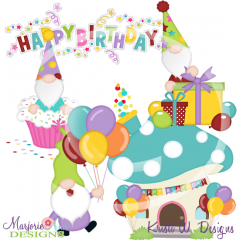 Birthday Gnomes SVG Cutting Files Includes Clipart