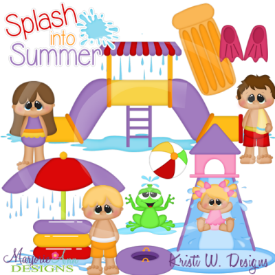 Fun At The Water Park SVG Cutting Files Includes Clipart