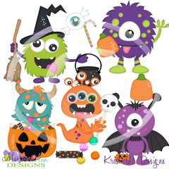Halloween Monsters SVG Cutting Files Includes Clipart