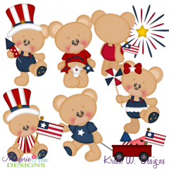 Patriotic Bears SVG Cutting Files Includes Clipart