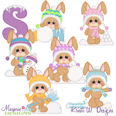 Snow Bunny Winter Fun SVG Cutting Files Includes Clipart