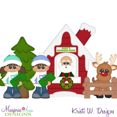 Christmas Village Reindeer Rides SVG Cutting Files + Clipart