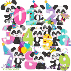 Panda Birthday Numbers SVG Cutting Files Includes Clipart