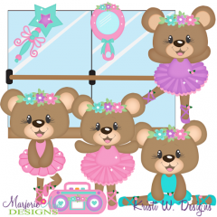 Ballerina Bears SVG Cutting Files Includes Clipart