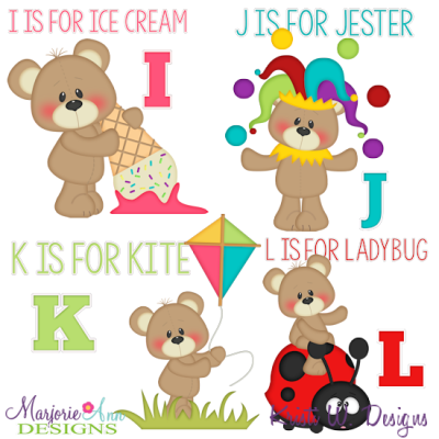 Patches The Bear Alphabet I-L SVG Cutting Files + Clipart