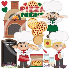 Pizza Time Boys Light Skin SVG Cutting Files +Clipart