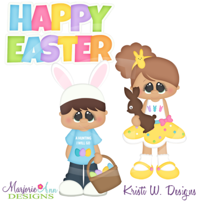 Holiday Kids~Easter SVG Cutting Files Includes Clipart