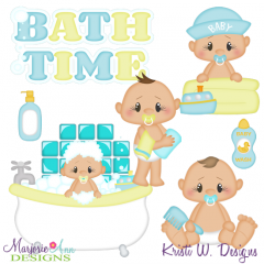 Bathtime Boys SVG Cutting Files Includes Clipart