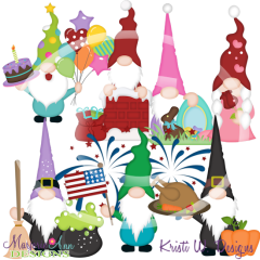 Holiday Gnomes SVG Cutting Files Includes Clipart