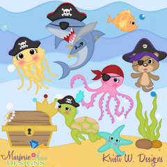 Ocean Friends-Pirates/Animals SVG Cutting Files Includes Clipart