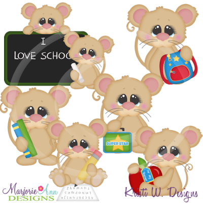 Back To School Mice SVG Cutting Files Includes Clipart