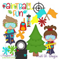 Paintball Fun SVG Cutting Files Includes Clipart