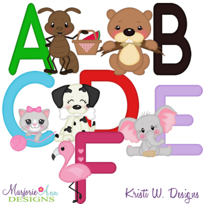 Animal Alphabet A-F SVG Cutting Files Includes Clipart