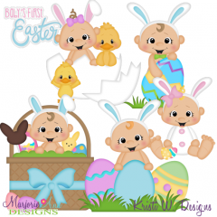 Happy Babies Easter SVG Cutting Files Includes Clipart