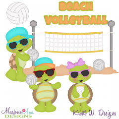 Beach Volleyball Turtles SVG Cutting Files Includes Clipart