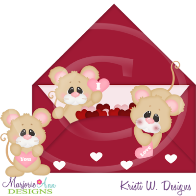 Sweet Valentine Mice Cutting Files Includes Clipart
