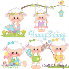 Little Lambs Spring SVG Cutting Files + Clipart