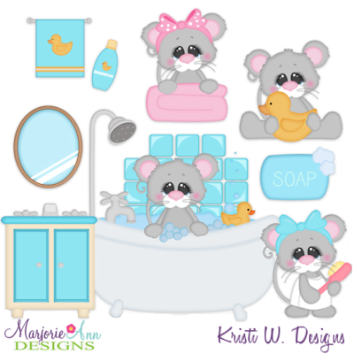 Squeaky Clean Mice SVG Cutting Files Includes Clipart