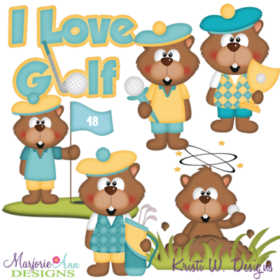 Golfing Gopher SVG Cutting Files + Clipart