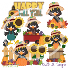 Happy Fall Crows SVG Cutting Files Includes Clipart