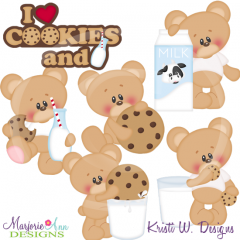 I Love Cookies & Milk SVG Cutting Files Includes Clipart