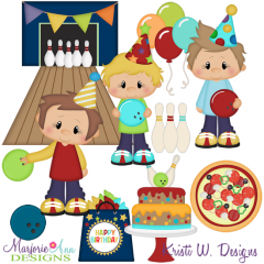 Bowling Birthday Party-Boys SVG Cutting Files + Clipart