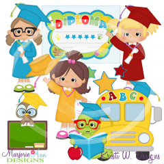 Kindergarten Graduation Girls SVG Cutting Files Includes Clipart