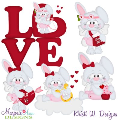 Cupid Bunnies SVG Cutting Files + Clipart