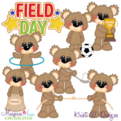 Bubbles The Bear Field Day SVG Cutting Files + Clipart