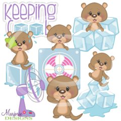 Keeping Cool Otters SVG Cutting Files Includes Clipart