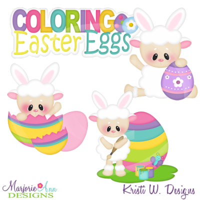 Coloring Easter Eggs Cutting Files-Includes Clipart