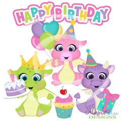 Birthday Dragons SVG Cutting Files/Paper Piecing Set+Clipart