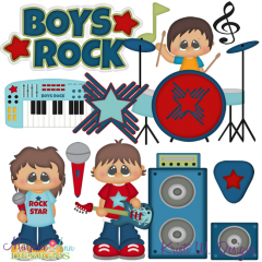 Boys Rock SVG Cutting Files + Clipart