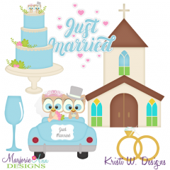 Just Married Owls SVG Cutting Files + Clipart